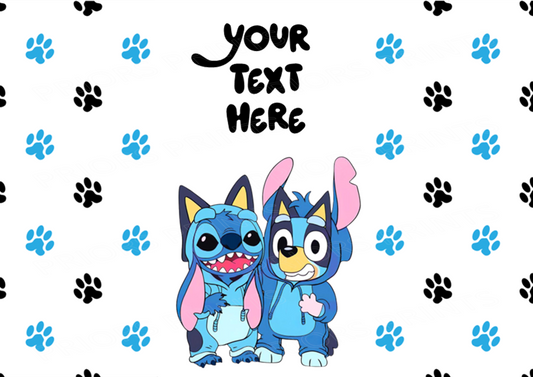 Bluey & Stitch Chocolate Bar Wrapper- To add own Text