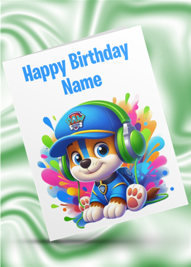 Colour Splash Paw Patrol Personalised Birthday Card