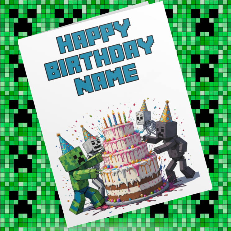Minecraft Personalised Birthday Card