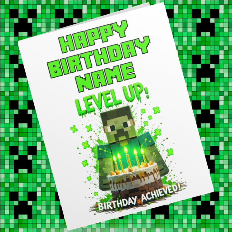 Minecraft Personalised Birthday Card