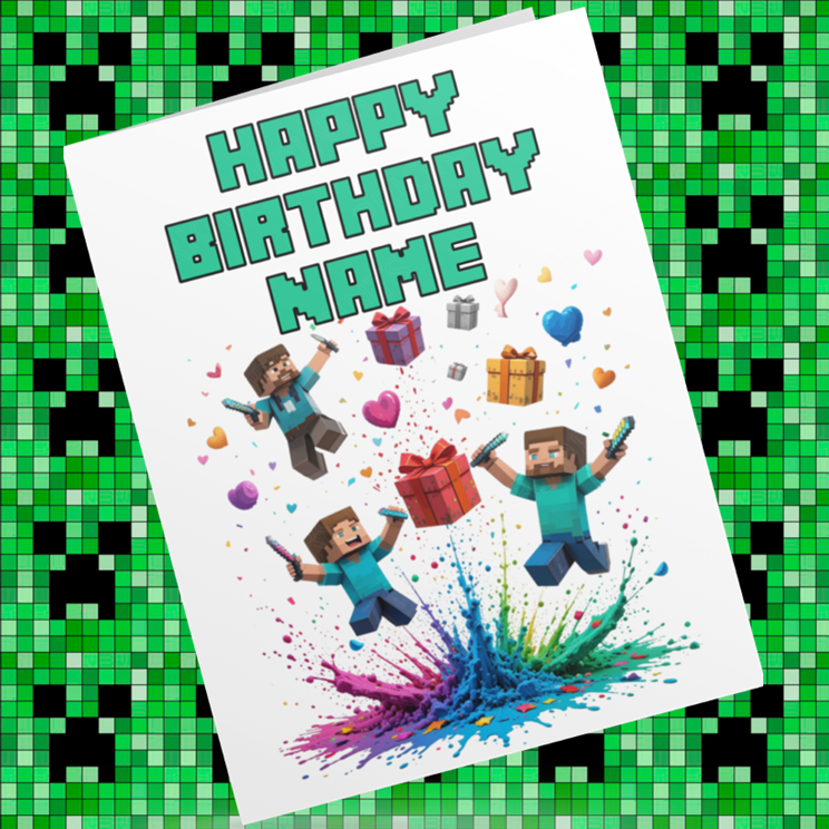 Minecraft Personalised Birthday Card