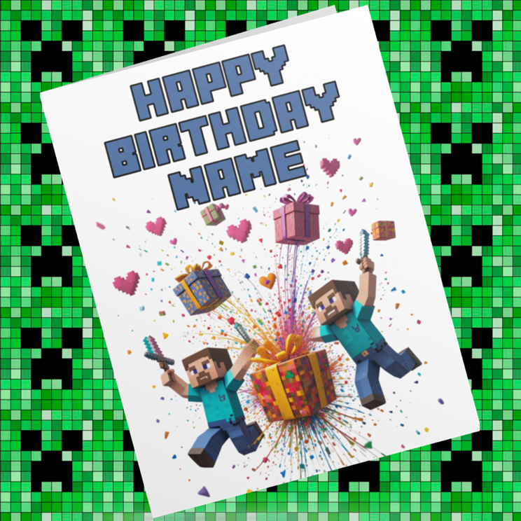 Minecraft Personalised Birthday Card
