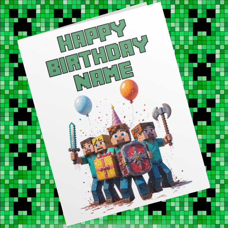 Minecraft Personalised Birthday Card