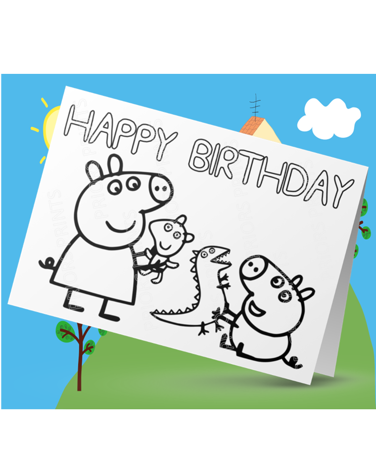 Peppa Pig- Colour Your Own Birthday Card