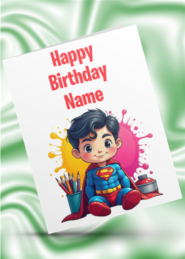 Colour Splash Superman Personalised Birthday Card