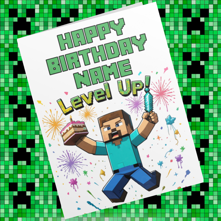Minecraft Personalised Birthday Card
