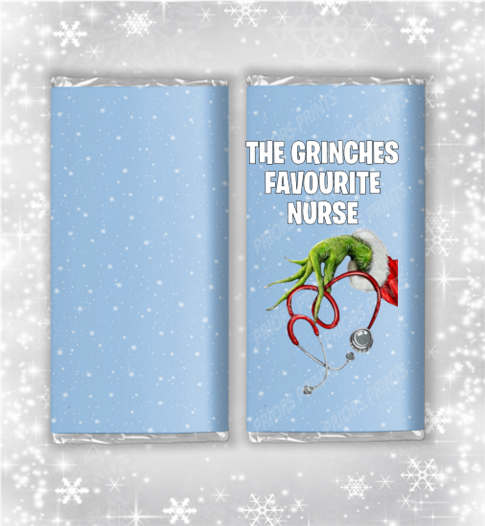 Grinches Favourite Nurse Christmas Chocolate Bar Wrapper