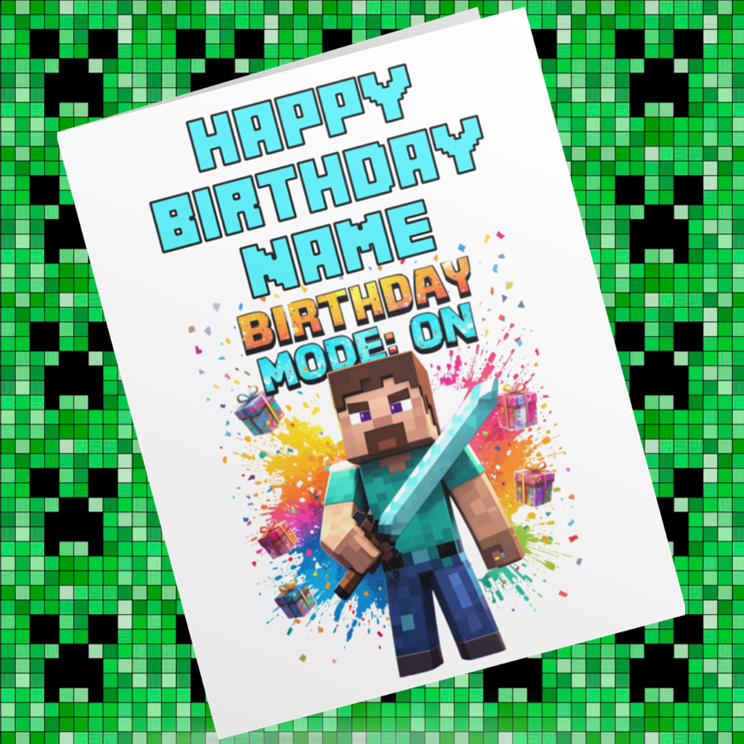 Minecraft Personalised Birthday Card