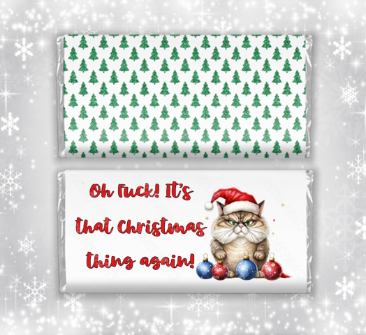 Funny Cat Christmas Chocolate Bar Wrapper