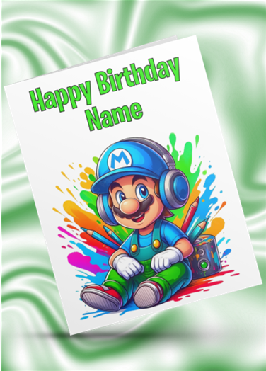 Colour Splash Mario & Luigi Personalised Birthday Card