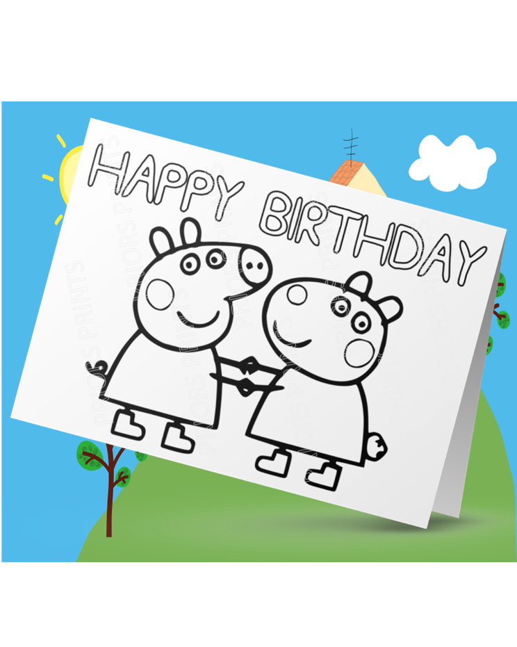 Peppa Pig- Colour Your Own Birthday Card