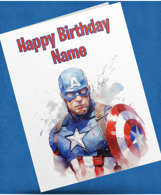 Personalised Watercolour Avengers/Superhero Character Birthday Card (Marvel / DC)