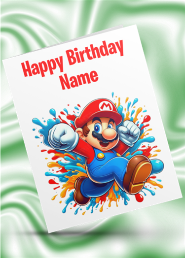 Colour Splash Mario & Luigi Personalised Birthday Card