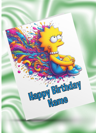 Homer & Lisa Simpson Colour Splash Personalised Birthday Card