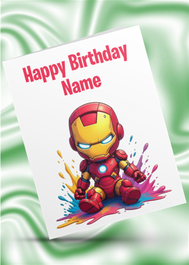 Colour Splash Iron Man Personalised Birthday Card