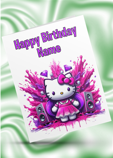 Colour Splash Hello Kitty Personalised Birthday Card