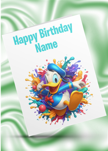 Colour Splash Donald Duck Personalised Birthday Card