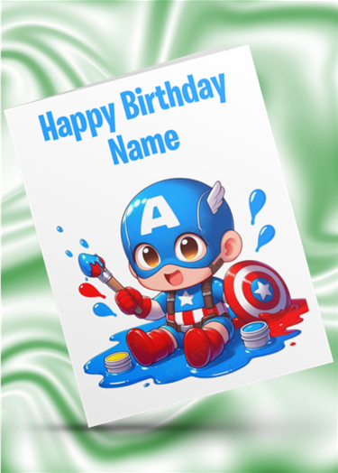 Colour Splash Captain America Personalised Birthday Card