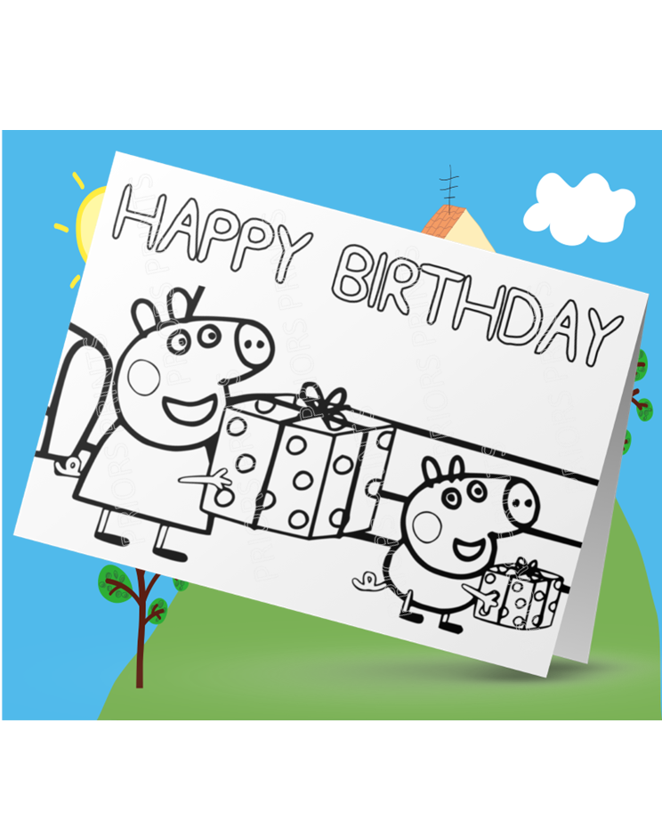 Peppa Pig- Colour Your Own Birthday Card