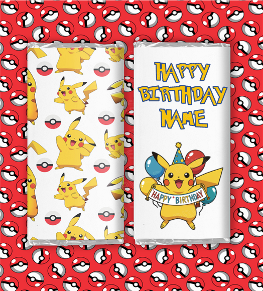Pokemon Personalised Birthday Chocolate Bar Wrapper