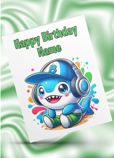 Colour Splash Baby Shark Personalised Birthday Card