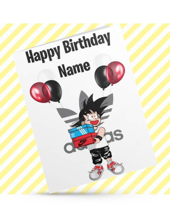 Groku & Adidas Personalised Birthday Card (Dragon Ball Z)