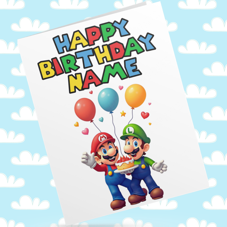Super Mario & Luigi Personalised Birthday Cards