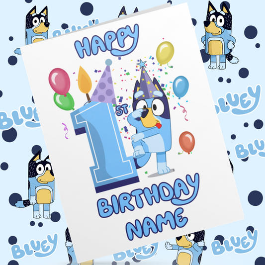 Bluey Personalised Birthday Card with Child's Age