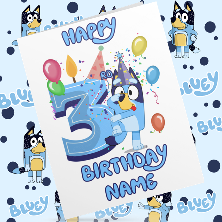 Bluey Personalised Birthday Card with Child's Age