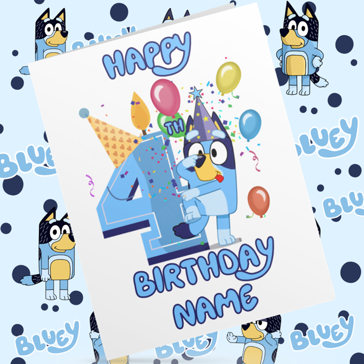 Bluey Personalised Birthday Card with Child's Age