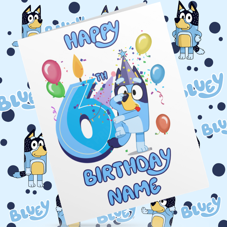 Bluey Personalised Birthday Card with Child's Age