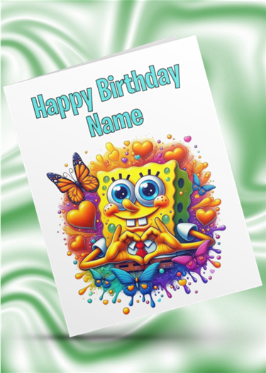 Sponge Bob Colour Splash Personalised Birthday Card