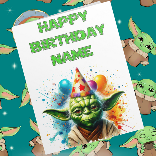 Baby Yoda/ Grogu Personalised Birthday Cards