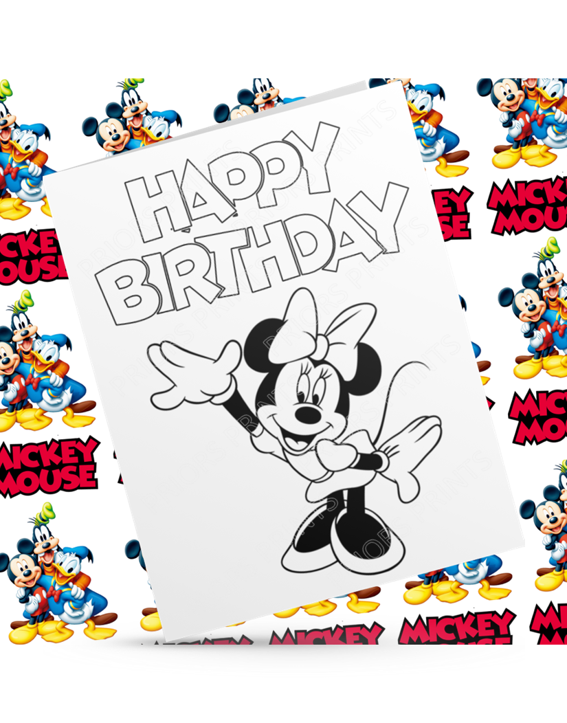 Mickey, Minnie, Donald Duck & Pluto Colour Your Own Birthday Card