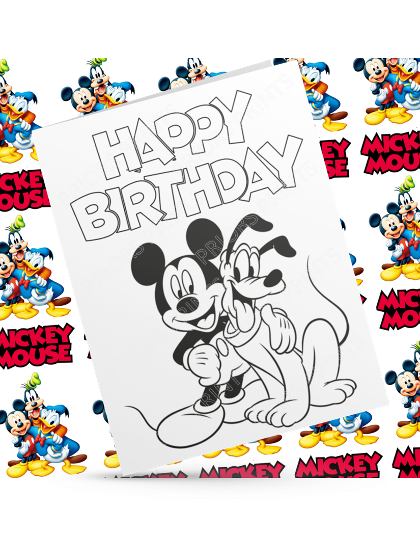 Mickey, Minnie, Donald Duck & Pluto Colour Your Own Birthday Card