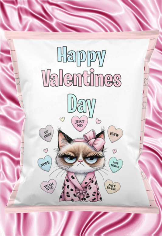 Grumpy Cat Valentines Treat Packets (Medium Sized)