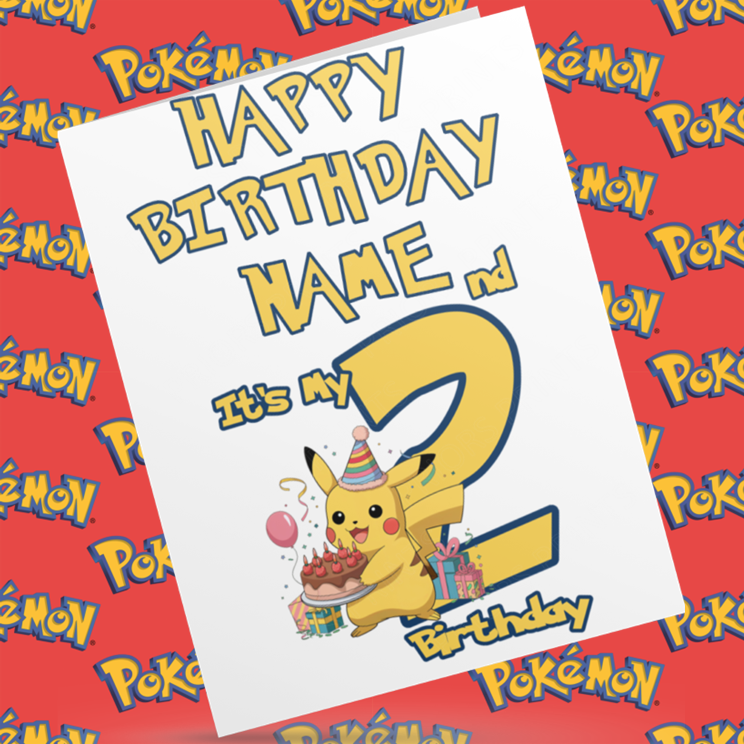 Personalised Pokemon Birthday Card with Age 1-9 Years