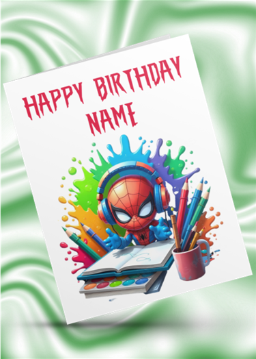 Spiderman Colour Splash Personalised Birthday Card