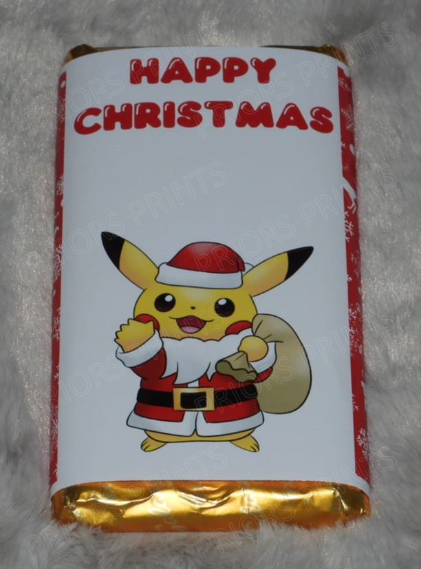 Pokemon Christmas Personalised Chocolate Bar Wrappers