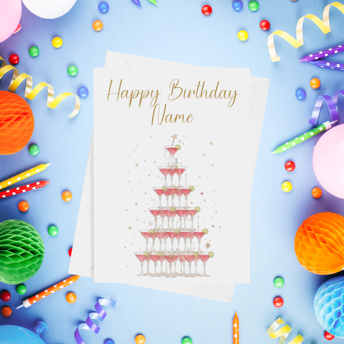 Drink Tower Personalised Birthday Card