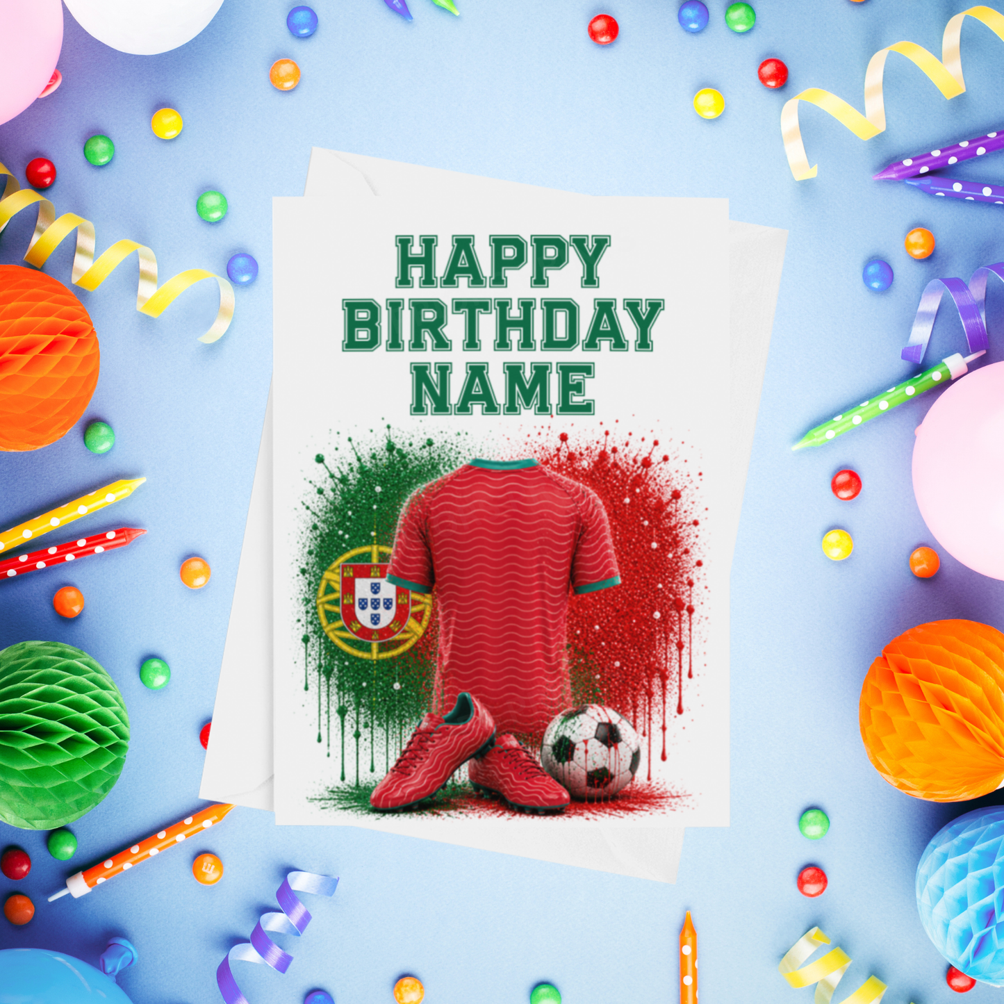 Football Shirts Personalised Birthday Card (World Teams)