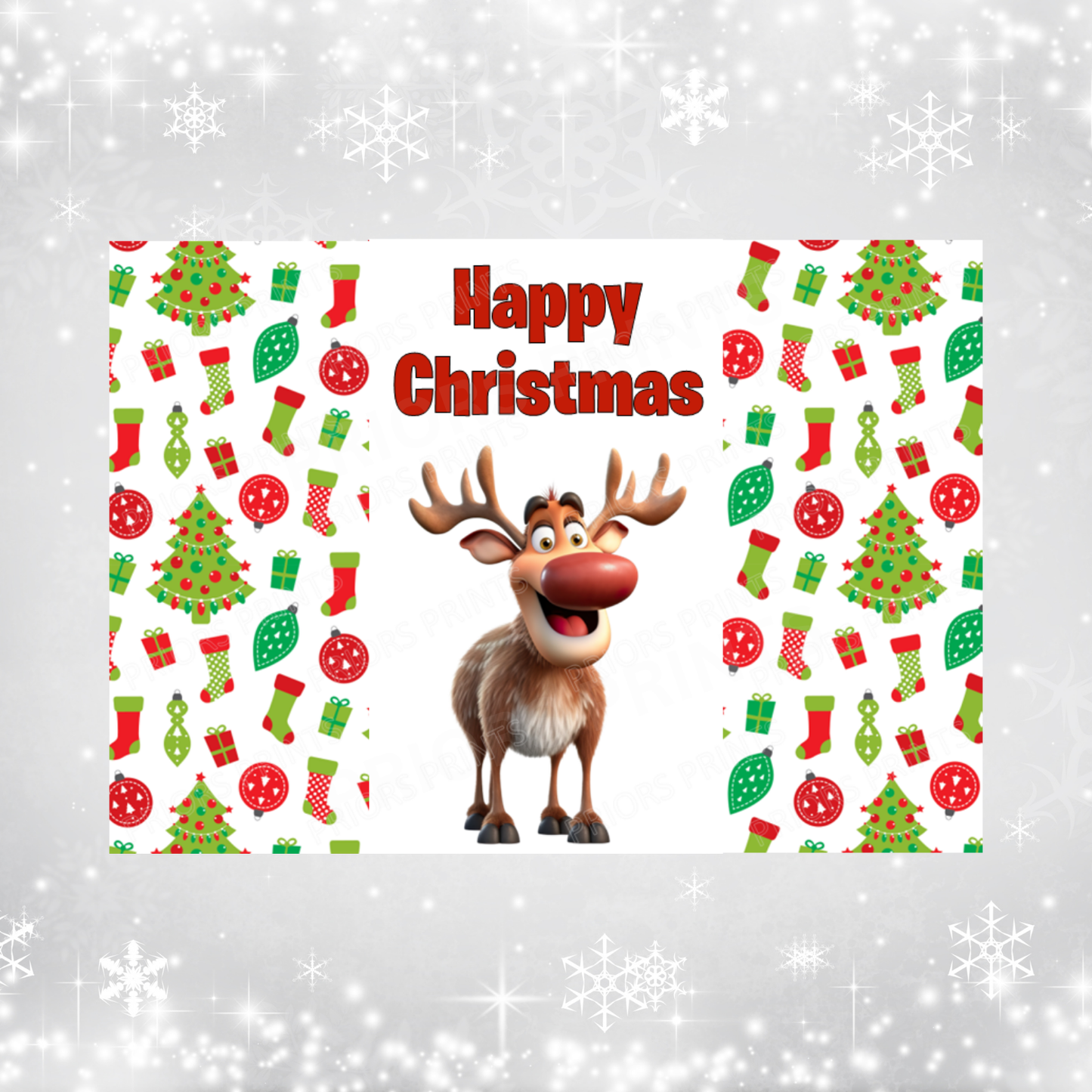 Cute Santa & Rudolph Christmas Chocolate Bar Wrapper