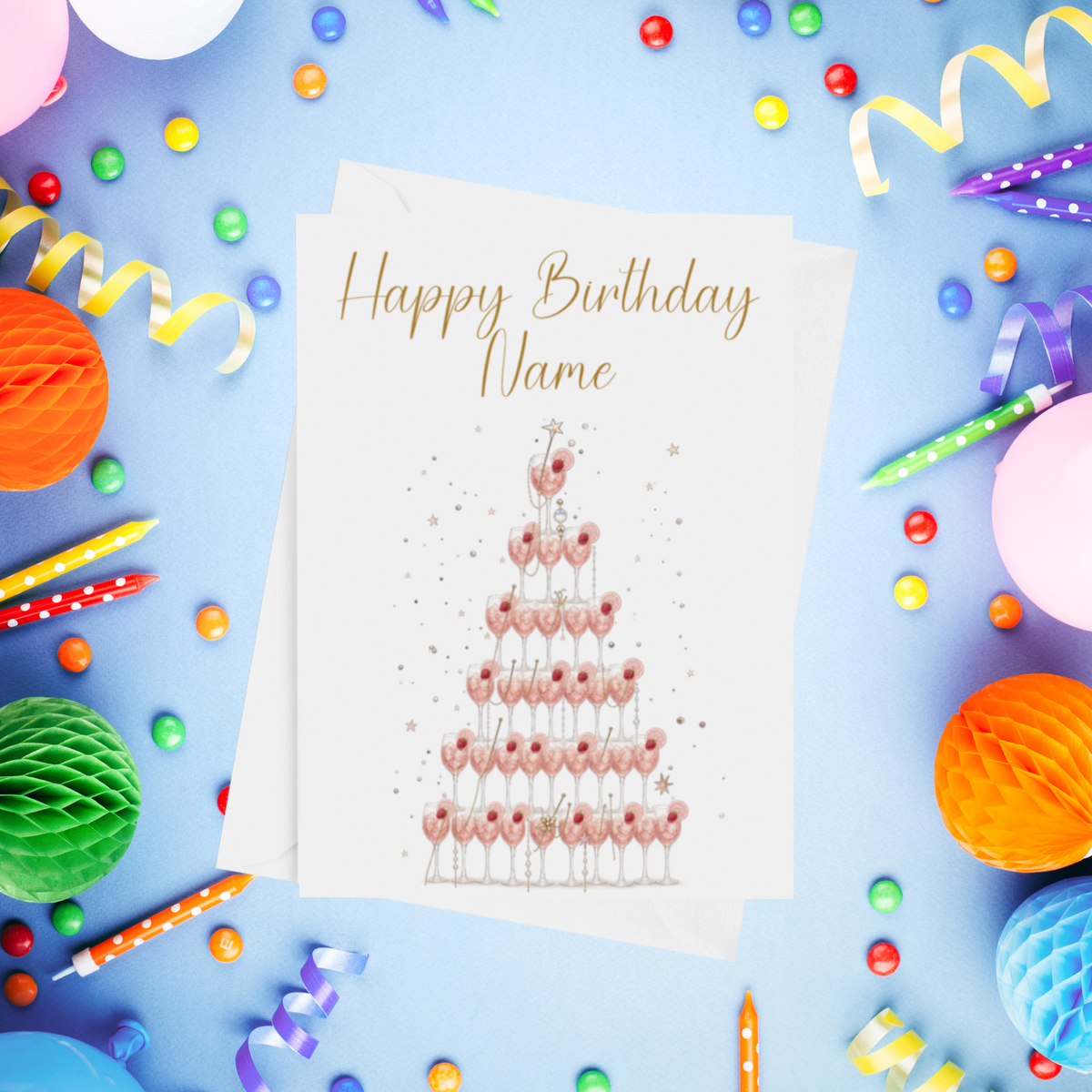 Drink Tower Personalised Birthday Card