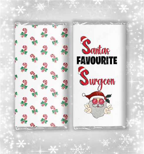 Santa's Favourite Christmas Chocolate Bar Wrapper for Teacher Nurse ect