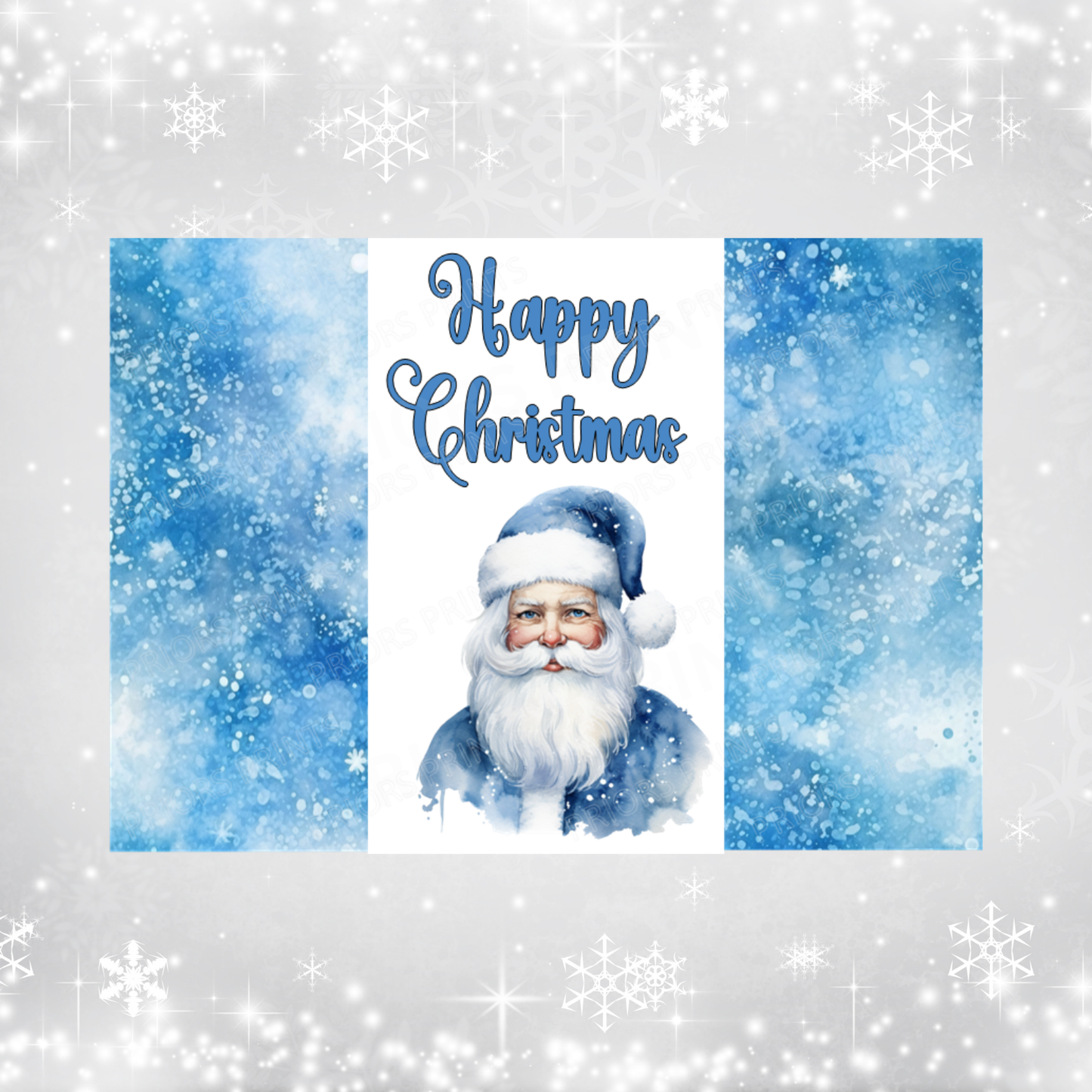 Blue Santa & Reindeer Christmas Chocolate Bar Wrapper