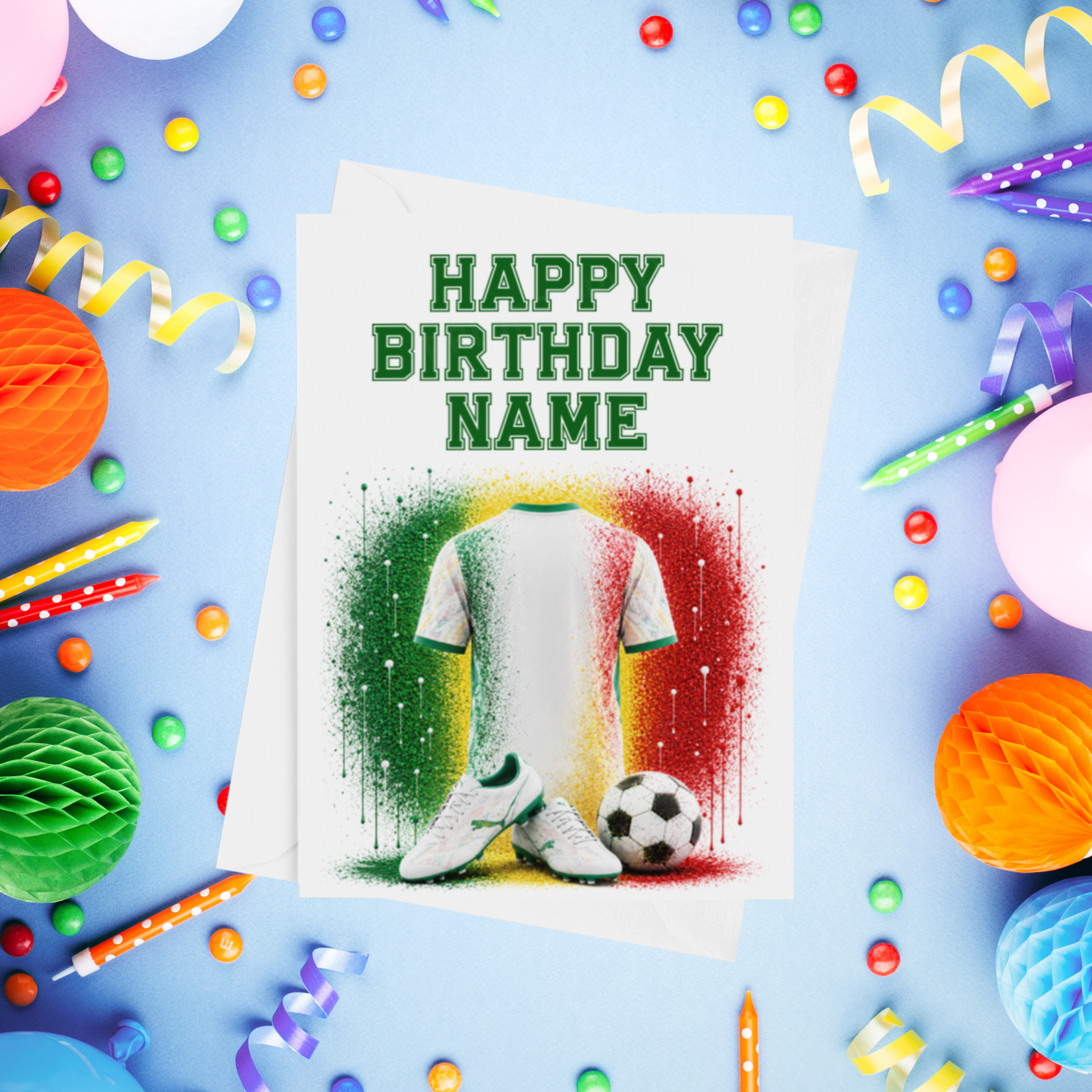 Football Shirts Personalised Birthday Card (World Teams)