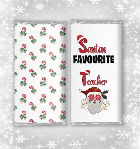 Santa's Favourite Christmas Chocolate Bar Wrapper for Teacher Nurse ect