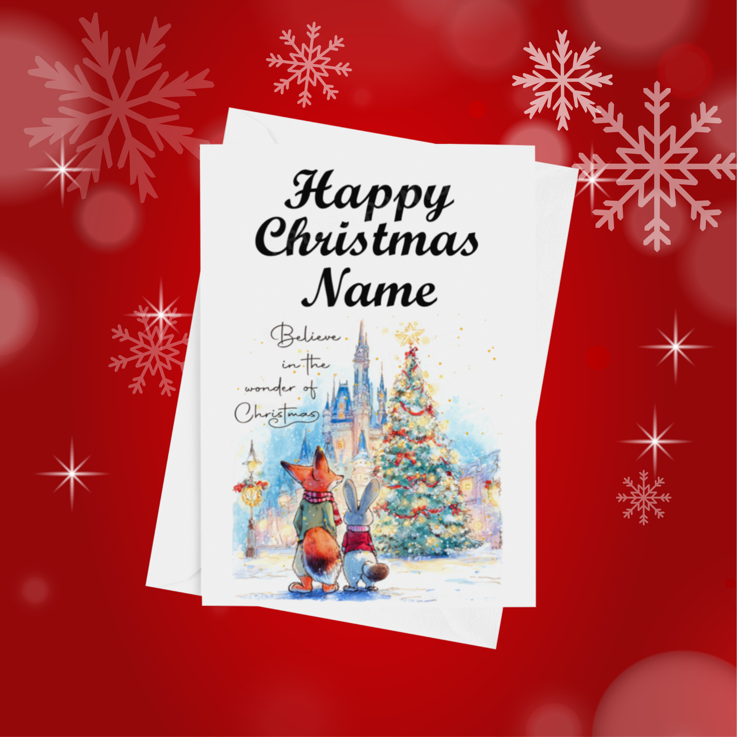 Cute Character Couples Personalised Christmas Card
