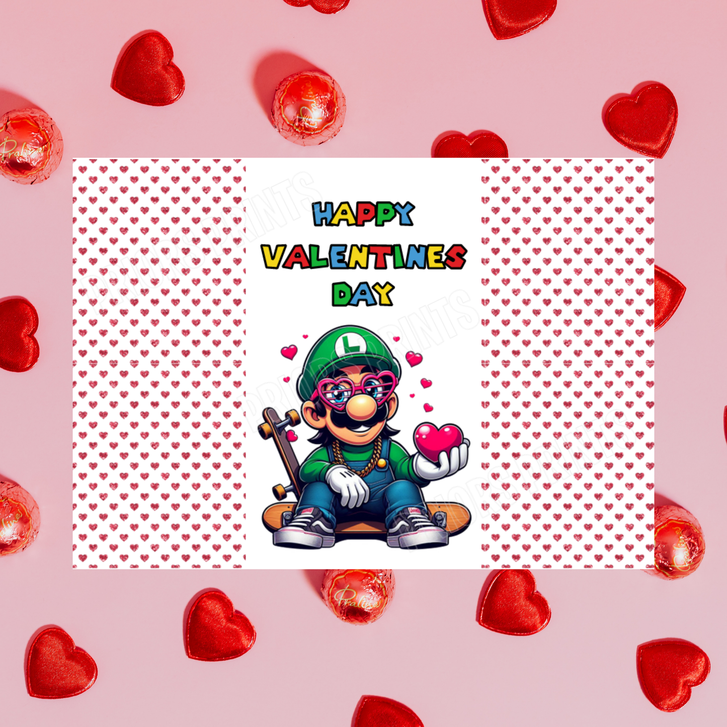 Super Mario Valentines Day Chocolate Bar Wrappers I Luigi