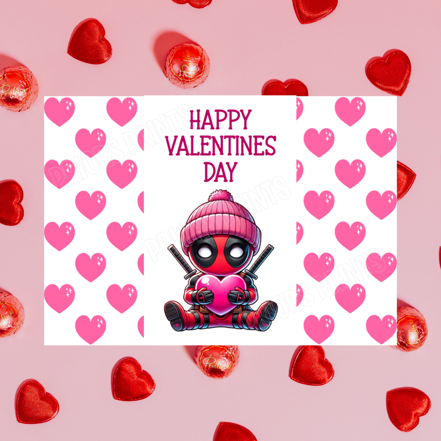 Character with Pink Heart Valentines Day Chocolate Bar Wrapper I Spiderman I Groot I Stitch I Mario I Pikachu I Iron Man I Deadpool I Sonic